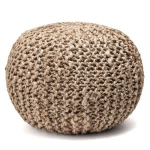 NuLoom Knitted Jute Ottoman Pouf, Natural, 14 X 20 X 20 in., Furniture Available for Local Delivery or Pick Up