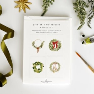 emily lex studio Paintable Notecards, Wreaths