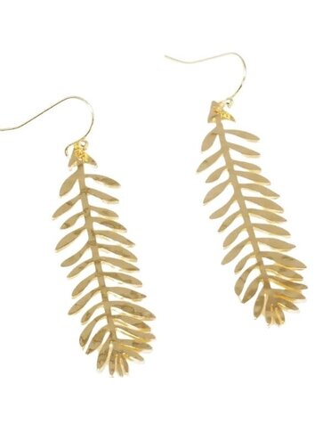 Wild Honey Hammered Leaf Dangle Drop Earrings, Gold