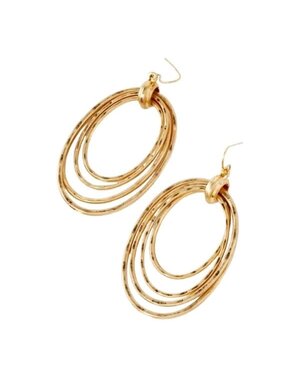 Wild Honey Layered Oval Drop Earrings, Hammered-Texture, Gold