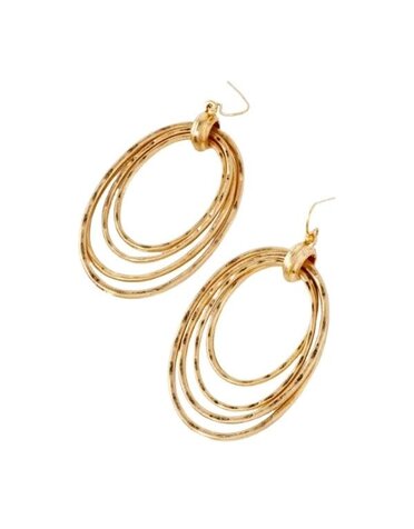 Wild Honey Layered Oval Drop Earrings, Hammered-Texture, Gold