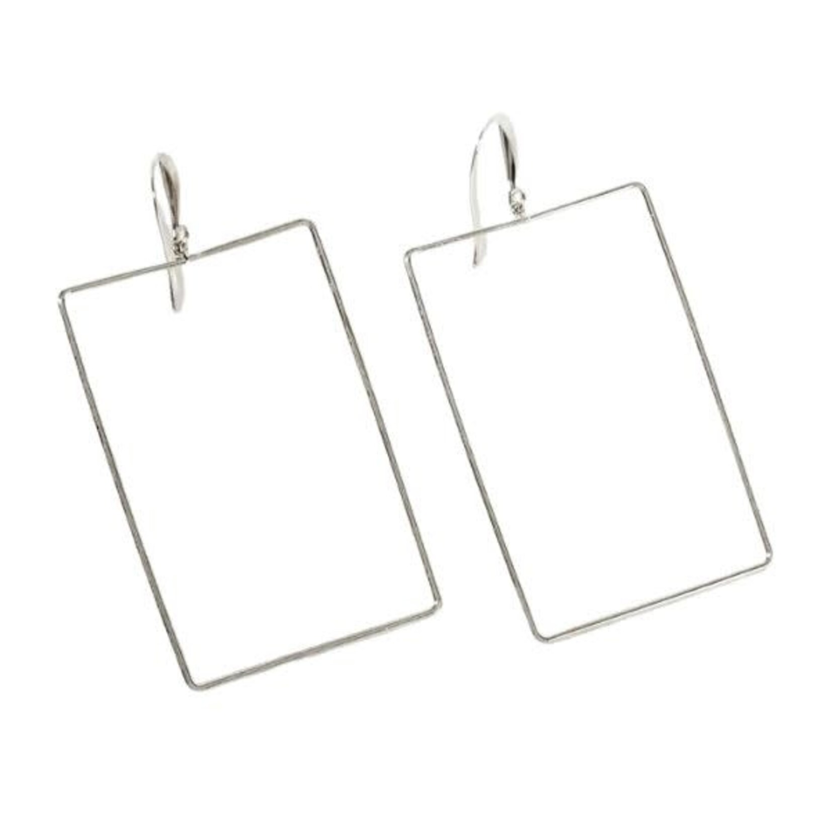 Wild Honey Rectangle Drop Earrings, 18K White Gold Dipped, 2 in.