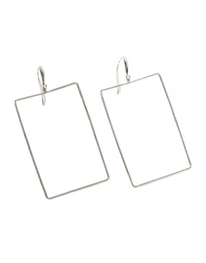 Wild Honey Rectangle Drop Earrings, 18K White Gold Dipped, 2 in.