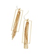 Wild Honey Rectangular Drop Earrings with Chains, Gold