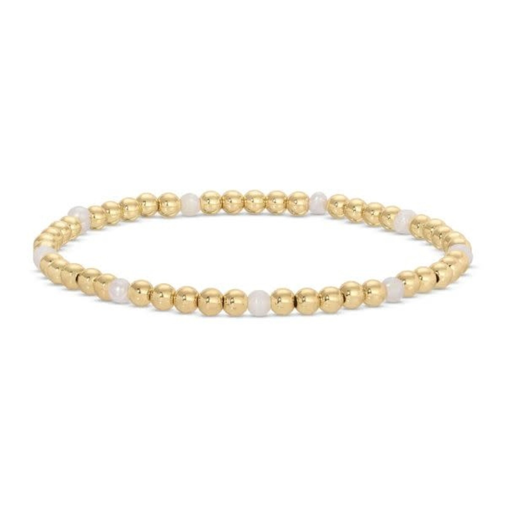 Splendid Iris Stretch Bead & Pearl Bracelet, 4mm, Gold, Priced individually