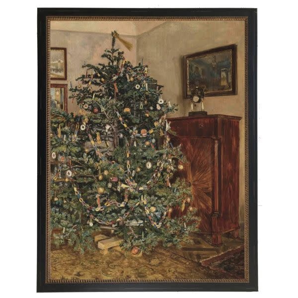 Antique Curiosities Inc Framed Winter Oil Painting, Black And Silver Shadowbox Frame, 8 X 10