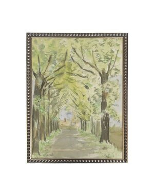 Antique Curiosities Inc Vintage Watercolor Stone Tree Scene, Black Frame, 12 X 16