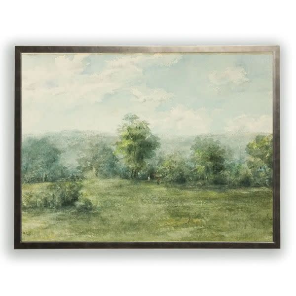 Antique Curiosities Inc Vintage Landscape G Oil Painting, Black with Bead Frame, 20 X 16