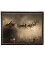 Antique Curiosities Inc Vintage Santa Sleigh Oil Painting, Silver Frame, 10 X 8