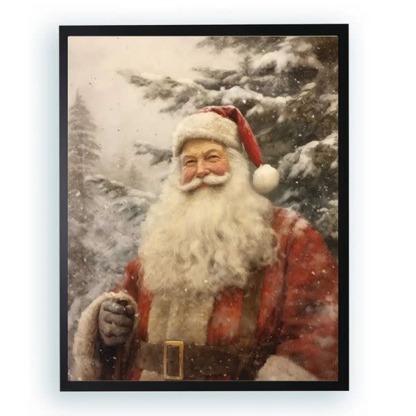 Antique Curiosities Inc Santa Oil Painting, Black Frame, 8 X 10