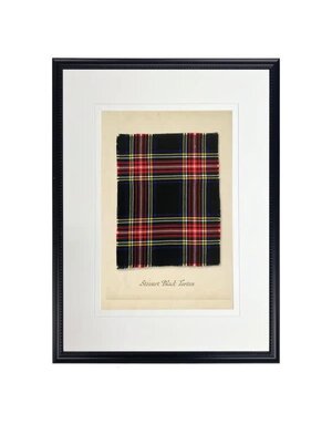 Antique Curiosities Inc Stewart Black Tartan Plaid Print, Black Shadowbox Frame, 8 X 10