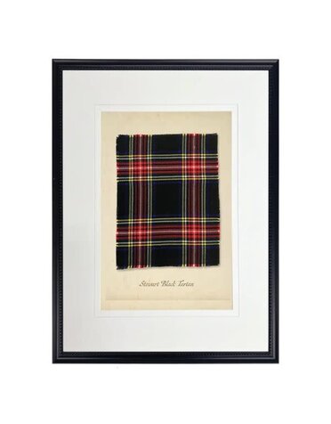 Antique Curiosities Inc Stewart Black Tartan Plaid Print, Black Shadowbox Frame, 8 X 10