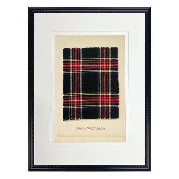 Antique Curiosities Inc Stewart Black Tartan Plaid Print, Black Shadowbox Frame, 8 X 10