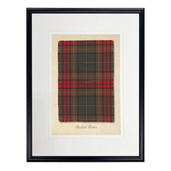 Antique Curiosities Inc Macleod Tartan Plaid Print, Beaded Pewter Frame, 8 X 10