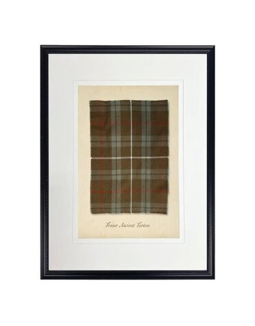 Antique Curiosities Inc Fraser Tartan Plaid Print, Beaded Black Frame, 12 X 16
