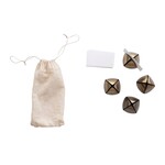 Round Metal Bell Place Card Holders w/ 12 Paper Cards, Set in Drawstring Bag