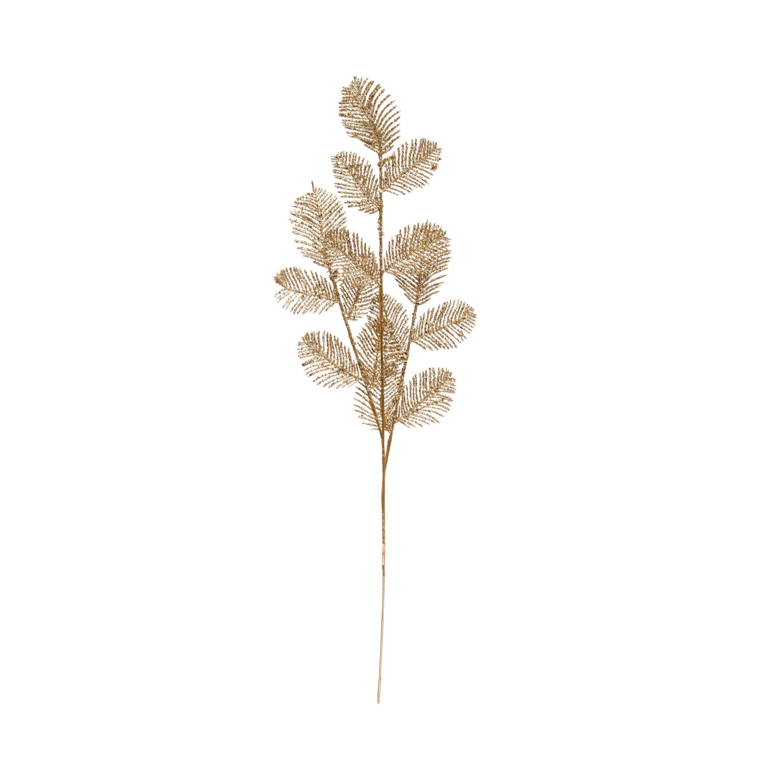 Faux Glitter Leaf Spray, Champagne