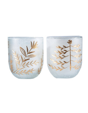 Etched Glass Tealight/Votive Holder, 4"
