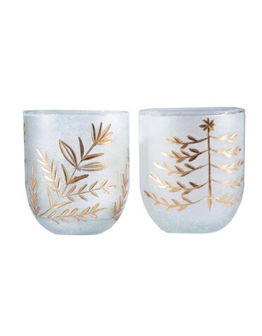 Etched Glass Tealight/Votive Holder, 4"