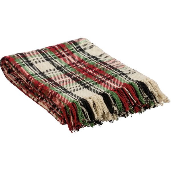 Primitives by Kathy Cream Plaid Throw Blanket, 50 X 60 in.