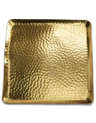Square Hammered Plate, Gold, 12 in.  !!