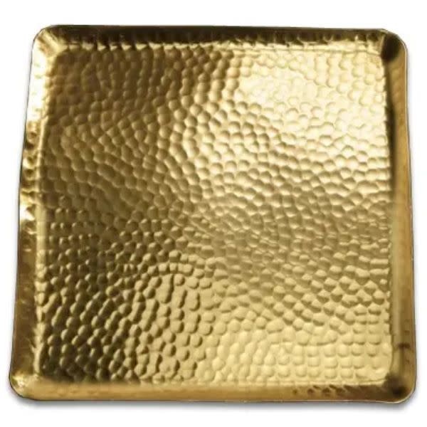 Square Hammered Plate, Gold, 12 in.