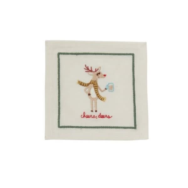 Tipsy Critters Cotton Cocktail Napkin, Deer, 6 in.