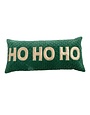 Velvet "HO HO HO" Quilted Lumbar Pillow, Green, 36 X 16 in.