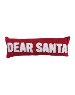 "Dear Santa" Cotton Lumbar Pillow, Red & White, 36 X 12 in.