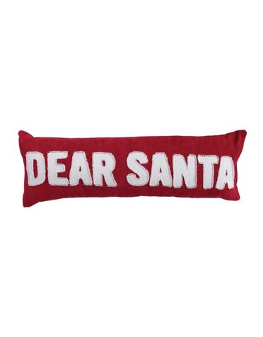 "Dear Santa" Cotton Lumbar Pillow, Red & White, 36 X 12 in.