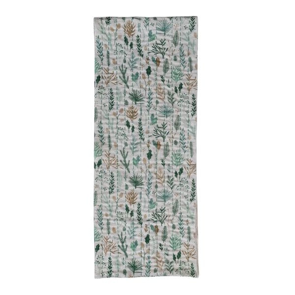 Woven Botantical Table Runner, Natural Green Multi Color, 72 in.