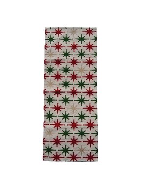 Metallic Gold, Red & Green Star Table Runner, 36 in.