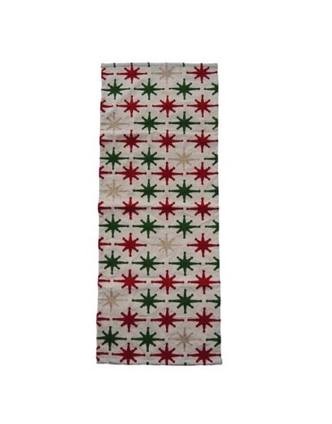 Metallic Gold, Red & Green Star Table Runner, 36 in.