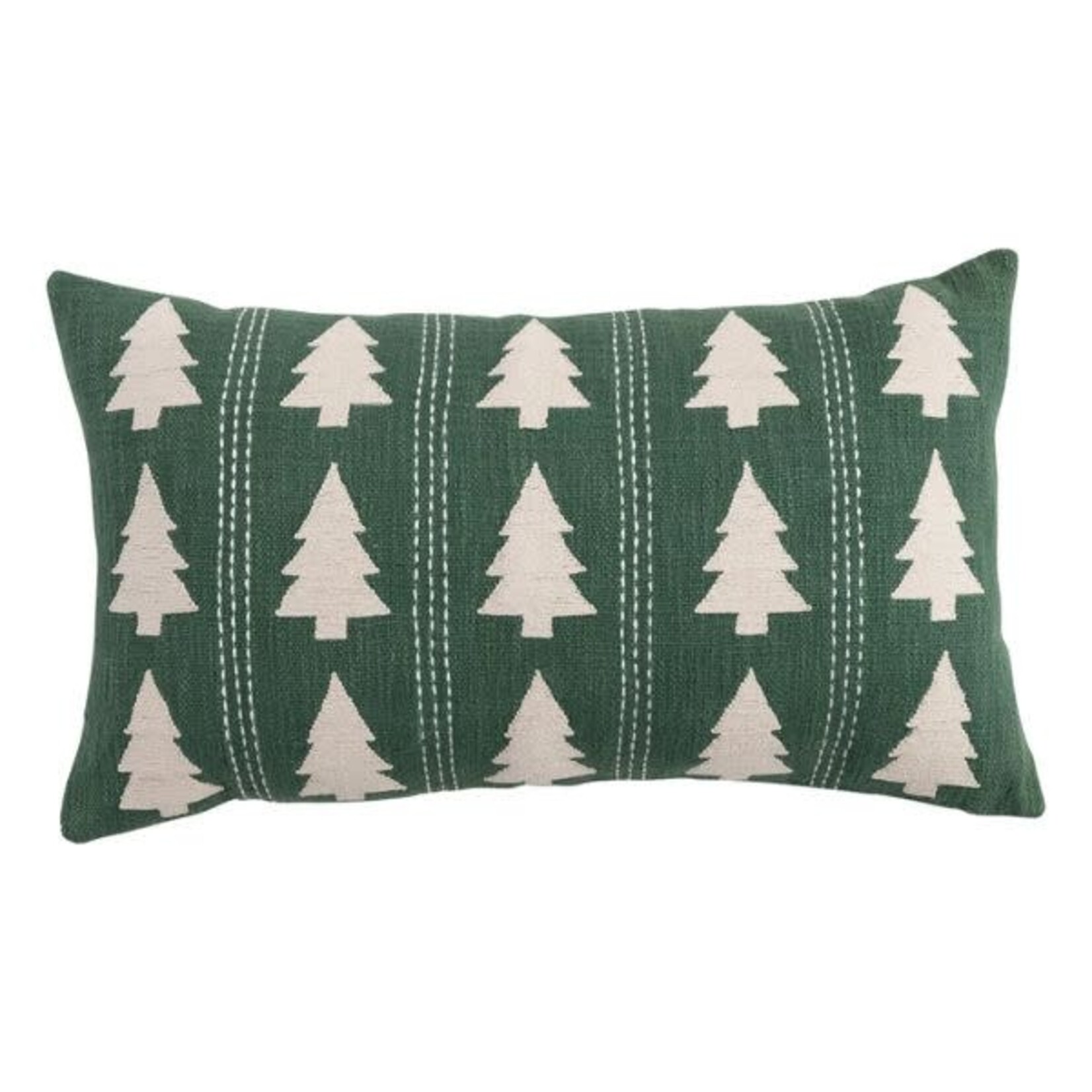 Tree Pattern Lumbar Pillow, Green & Natural, 24 X 14"