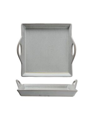 Stoneware Tray w/ Handles, Antique White