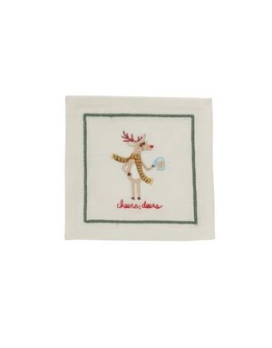 Tipsy Critters Cotton Cocktail Napkin, Deer, 6 in.