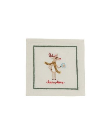 Tipsy Critters Cotton Cocktail Napkin, Deer, 6 in.