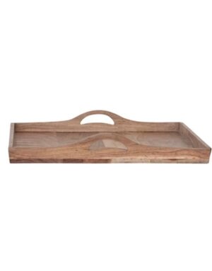 Acacia Wood Tray with Handles, Large, 18 in.