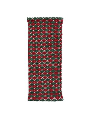 Hand-Woven Cotton Chindi Table Runner, Red & Green, 36 X 14 in.