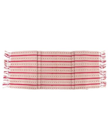Red & Cream Saddle Stitch Cotton Table Runner, 72 in.
