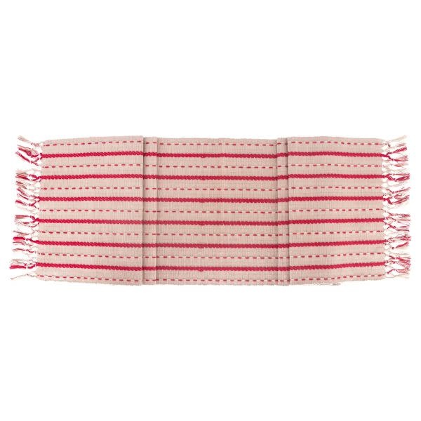 Red & Cream Saddle Stitch Cotton Table Runner, 72 in.