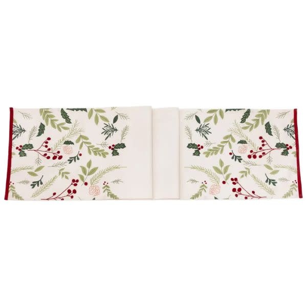 Holly & Berries Cotton Table Runner, 72 in.