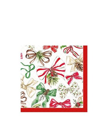 Paper Cocktail Napkins, Christmas Bows, 20 ct.