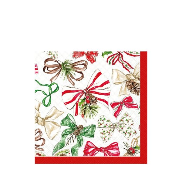 Paper Cocktail Napkins, Christmas Bows, 20 ct.