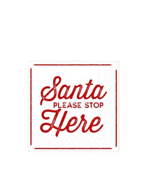Paper Cocktail Napkins, Santa Stop Here, 20 ct.