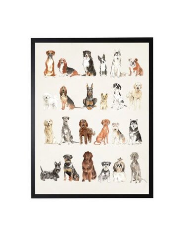 Antique Curiosities Inc Dog Breed Watercolor, Black with Bead Frame, 12 X 16, Artwork Available for Local Delivery or Pick Up