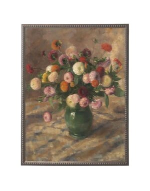 Antique Curiosities Inc Vintage Oil Painting Reproduction L, Beaded Pewter Frame, 18 X 24, Artwork Available for Local Delivery or Pick Up