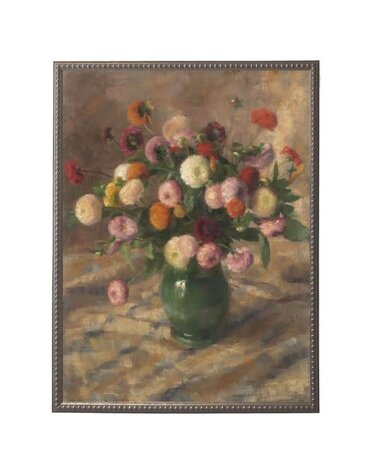 Antique Curiosities Inc Vintage Oil Painting Reproduction L, Beaded Pewter Frame, 18 X 24, Artwork Available for Local Delivery or Pick Up