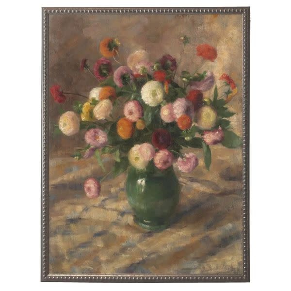 Antique Curiosities Inc Vintage Oil Painting Reproduction L, Beaded Pewter Frame, 18 X 24, Artwork Available for Local Delivery or Pick Up