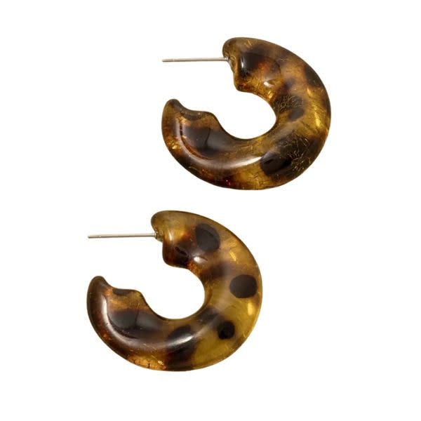 Anarchy Street Tortoise Shell Resin Tube Hoop Earrings